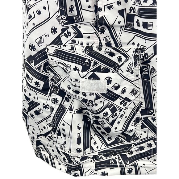 Kanalei Bay NWT Cassette Print Mens Swim Shorts L Black White Lined Beach Summer - Picture 5 of 10